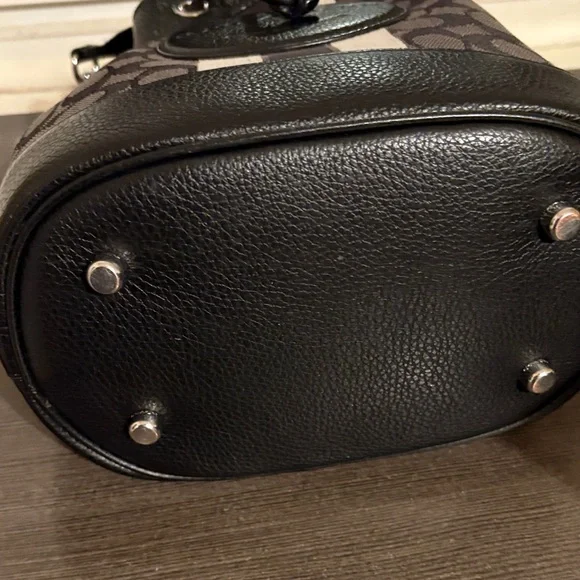 Coach Signature Jacquard Dempsey Stripe Black Smoke Gray and Black Bucket Bag - Picture 11 of 11